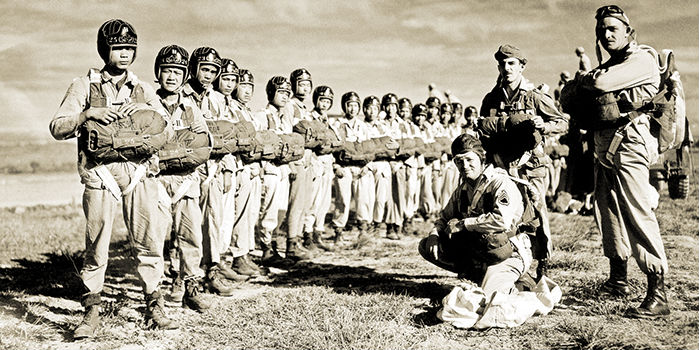 Chinese paratrooper trainees and their OG instructors.