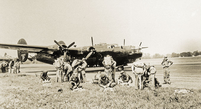 Jedburgh teams suit up in England prior to boarding a ‘Carpetbagger’ B-24 Liberator drop aircraft, August 1944.