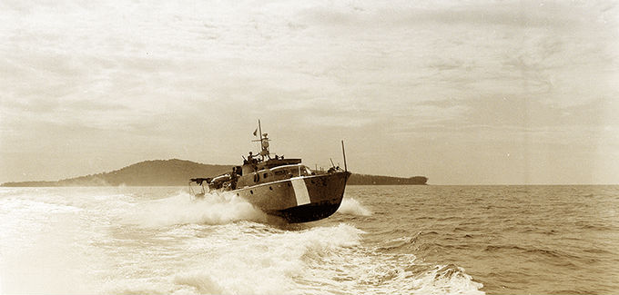 The P-101, an Air-Sea-Rescue boat assigned to the Maritime Unit (MU) section in Detachment 101’s Arakan Field Unit.